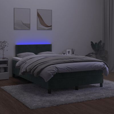 vidaXL Letto a Molle con Materasso e LED Verde Scuro 120x190cm Velluto