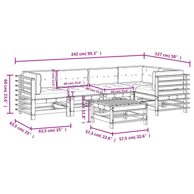 vidaXL Set Divani da Giardino 6pz con Cuscini Legno Impregnato di Pino