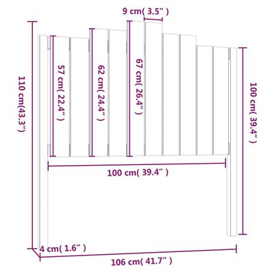 vidaXL Testiera per Letto Grigia 106x4x110cm in Legno Massello di Pino