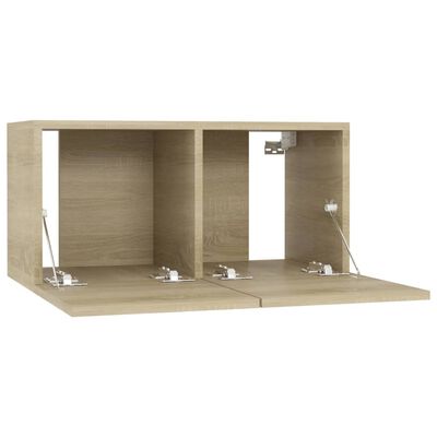 vidaXL Mobili Porta TV Pensili 2pz Rovere Sonoma 60x30x30 cm