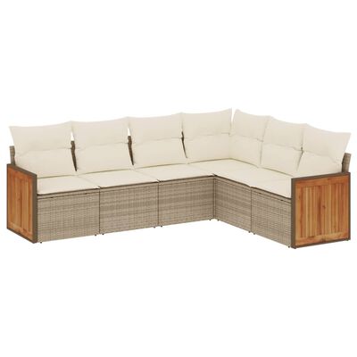 vidaXL Set Divano da Giardino 6 pz con Cuscini Beige in Polyrattan