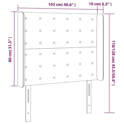 vidaXL Testiera ad Orecchio Tortora 103x16x118/128 cm in Tessuto