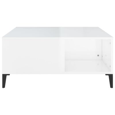 vidaXL Tavolino Salotto Bianco Lucido 80x80x36,5 cm Legno Multistrato