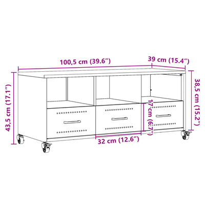 vidaXL Mobile TV Bianco 100,5x39x43,5 cm in Acciaio