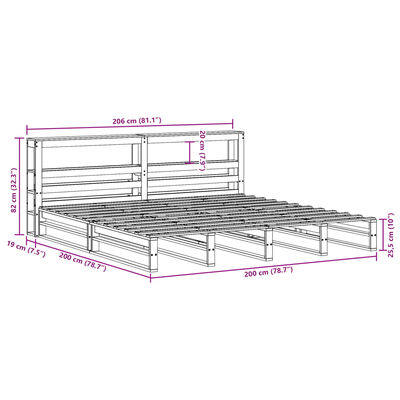 vidaXL Giroletto con Testiera Marrone Cera 200x200 cm Massello Pino