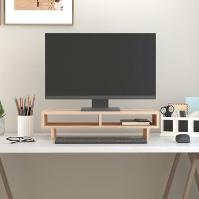 vidaXL Supporto per Monitor 60x27x14 cm in Legno Massello di Pino