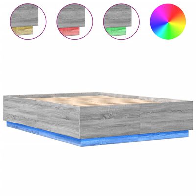 vidaXL Giroletto Luci LED Grigio Sonoma 150x200 cm Legno Multistrato