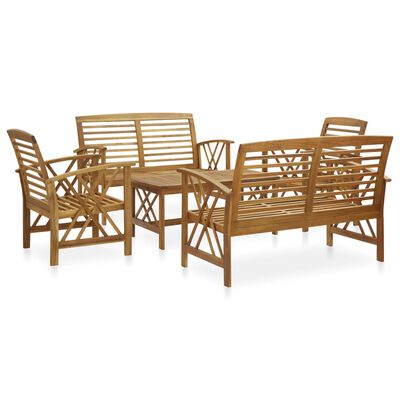 vidaXL Set Divani da Giardino 5 pz in Legno Massello di Acacia