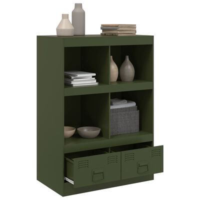 vidaXL Credenza Verde Oliva 67x39x95 cm in Acciaio