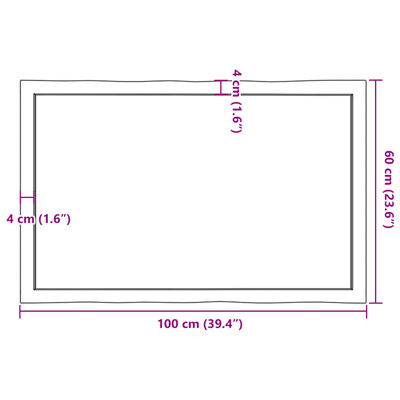 vidaXL Piano Tavolo Marrone Chiaro 100x60x(2-4) cm Rovere Non Trattato