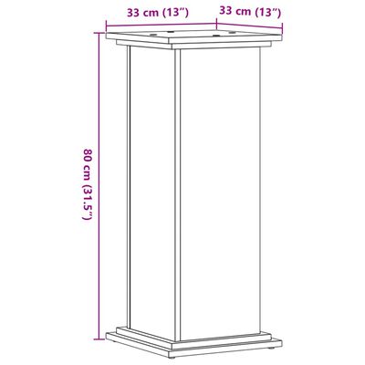 vidaXL Supporto per Piante Grigio 33x33x80 cm in Legno Multistrato