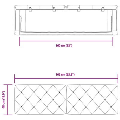 vidaXL Cuscino Testiera Blu 160 cm in Velluto