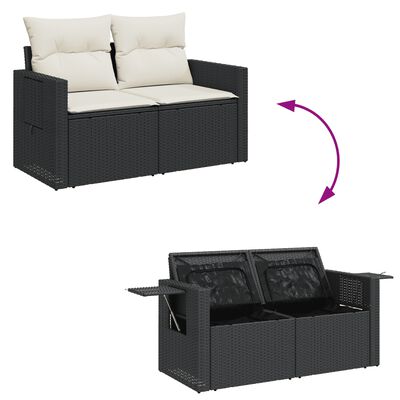 vidaXL Set Divani da Giardino 9 pz con Cuscini Nero in Polyrattan