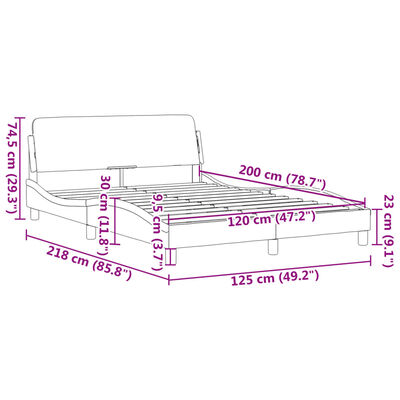 vidaXL Giroletto con Testiera senza Materasso Blu 120x200 cm Tessuto