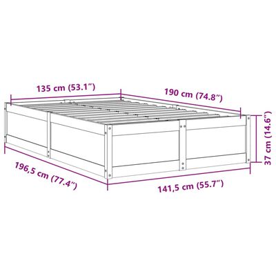 vidaXL Letto senza Materasso 135x190 cm in Legno Massello di Pino