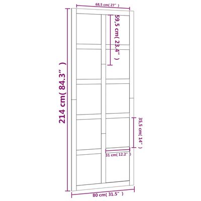 vidaXL Porta del Granaio 80x1,8x214 cm in Legno Massello di Pino