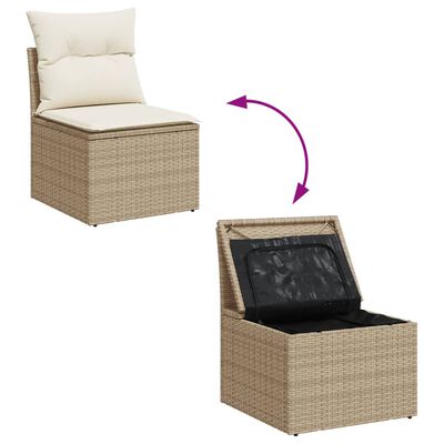 vidaXL Set Divano da Giardino 13 pz con Cuscini Beige in Polyrattan