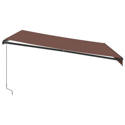 vidaXL Tenda da Sole Retrattile Manuale con LED Marrone 400x350 cm