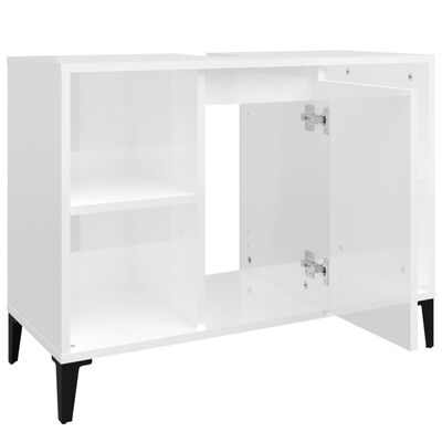 vidaXL Mobile Lavabo Bianco Lucido 80x33x60 cm in Legno Multistrato