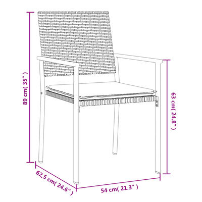 vidaXL Set Pranzo da Giardino 7 pz con Cuscini in Polyrattan e Acciaio