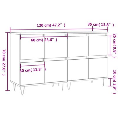 vidaXL Credenze 2 pz Nere in Legno Multistrato