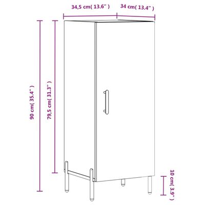 vidaXL Credenza Rovere Marrone 34,5x34x90 cm in Legno Multistrato