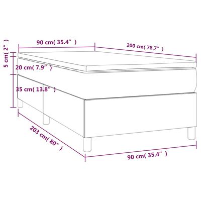 vidaXL Giroletto a Molle con Materasso Grigio Scuro 90x200 cm Tessuto