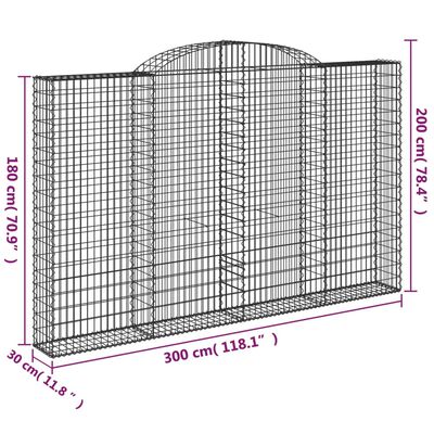 vidaXL Cesto Gabbione ad Arco 300x30x180/200 cm Ferro Zincato