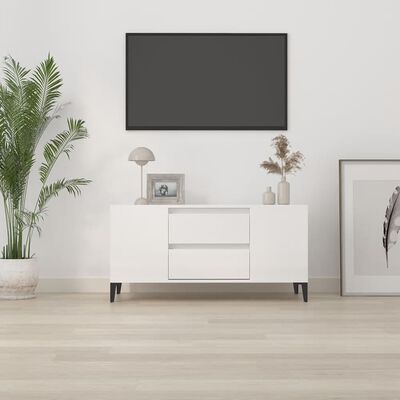 vidaXL Mobile Porta TV Bianco Lucido 102x44,5x50 cm Legno Multistrato