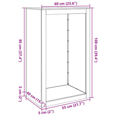 vidaXL Rastrelliera per Legna da Ardere Nera 60x40x100 cm in Acciaio