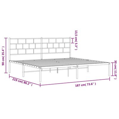 vidaXL Giroletto con Testiera in Metallo Nero 183x213 cm