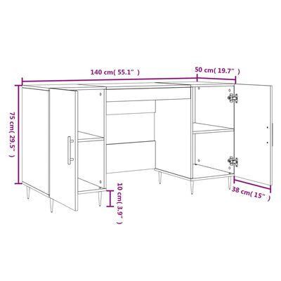 vidaXL Scrivania Bianca 140x50x75 cm in Legno Multistrato