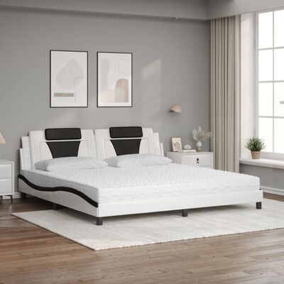 vidaXL Letto con Materasso Bianco e Nero 200x200cm in Similpelle