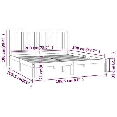 vidaXL Giroletto Bianco in Legno Massello di Pino 200x200 cm