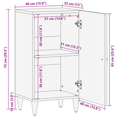 vidaXL Credenza 40x33x75 cm in Legno Massello di Mango