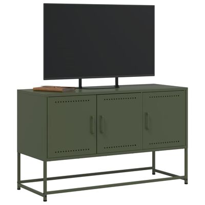 vidaXL Mobile TV Verde Oliva 100,5x39x60,5 cm in Acciaio