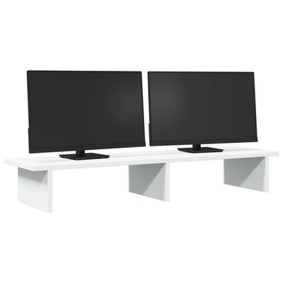 vidaXL Supporto per Monitor Bianco 100x27x15 cm Legno Massello di Pino