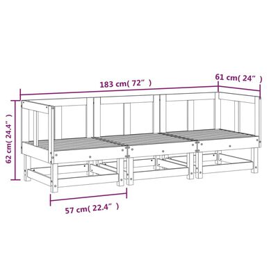 vidaXL Set Salotto da Giardino 3 pz in Legno Impregnato di Pino