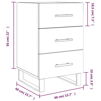 vidaXL Comodino Rovere Fumo 40x40x66 cm in Legno Multistrato