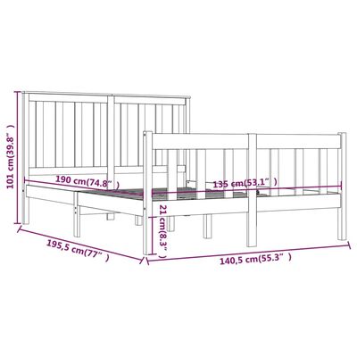 vidaXL Giroletto in Legno Massello 135x190 cm Small Double