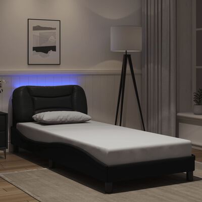 vidaXL Giroletto con Luci LED Nero 90x200 cm in Similpelle