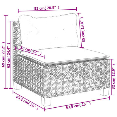 vidaXL Set Divani da Giardino 5 pz con Cuscini in Polyrattan Nero