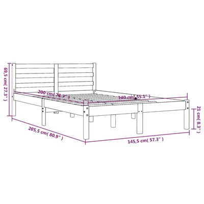 vidaXL Giroletto senza Materasso Marrone Cera 140x200cm Massello Pino