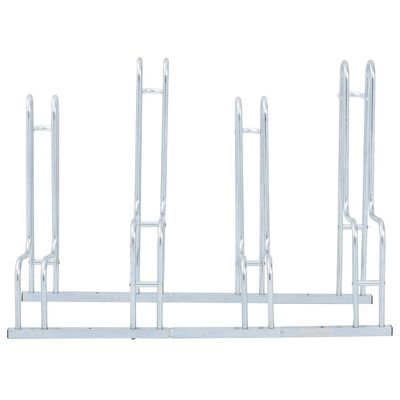 vidaXL Supporto per 4 Bici da Pavimento Autoportante Acciaio Zincato