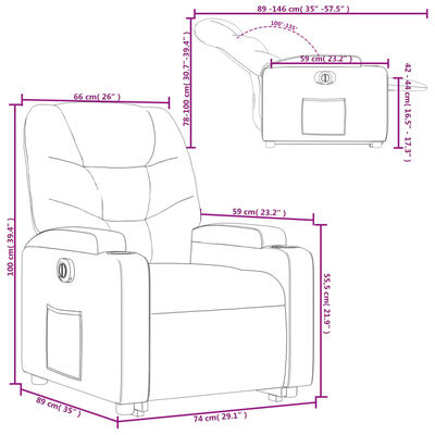 vidaXL Poltrona Alzapersona Reclinabile Grigio in Similpelle