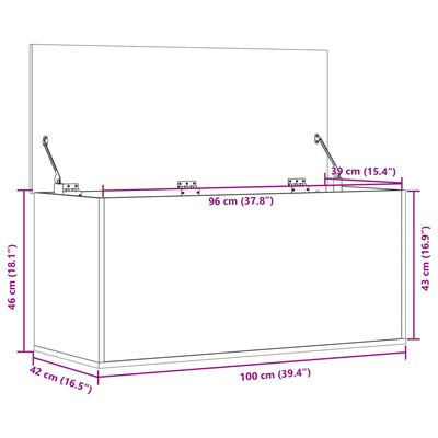 vidaXL Contenitore Grigio Cemento 100x42x46 cm in Legno Multistrato