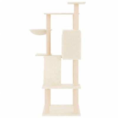 vidaXL Albero per Gatti con Tiragraffi in Sisal Crema 143 cm