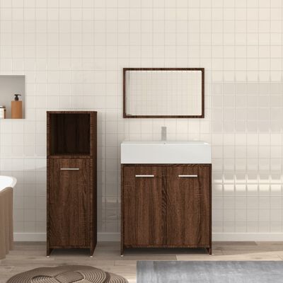 vidaXL Set Mobili da Bagno 3 pz Rovere Marrone in Legno Multistrato