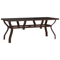 vidaXL Tavolo da Giardino Marrone e Nero 180x80x70 cm Acciaio e Vetro