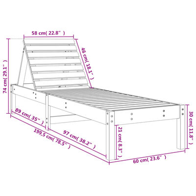 vidaXL Lettini Prendisole 2pz Bianchi 199,5x60x74 cm Massello di Pino